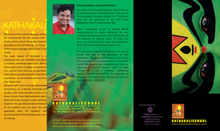 Brochure Design for Kathakali School